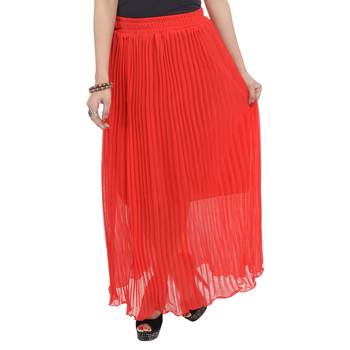 Red wrinkled chiffon skirts 1