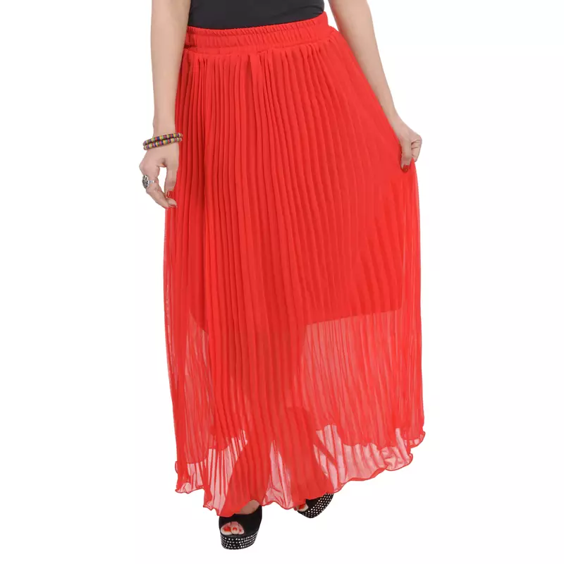 Red wrinkled chiffon skirts