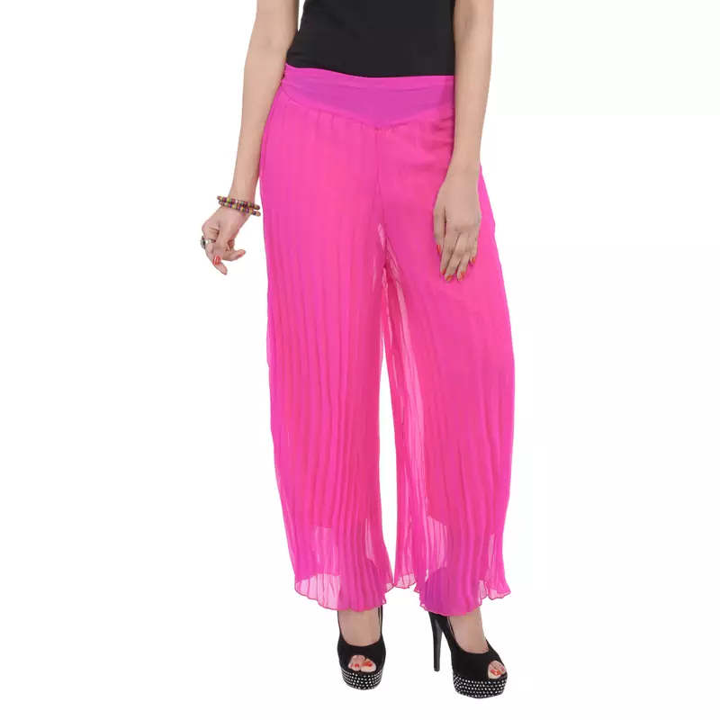 Pink wrinkled chiffon palazzo