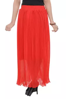 Red wrinkled chiffon skirts