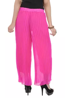 Pink wrinkled chiffon palazzo
