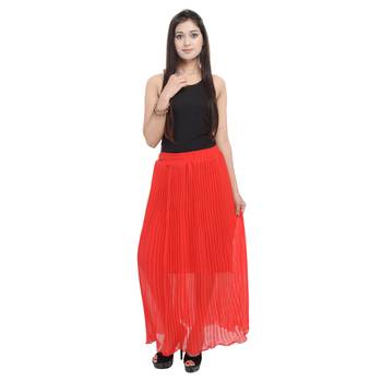 Red wrinkled chiffon skirts 3