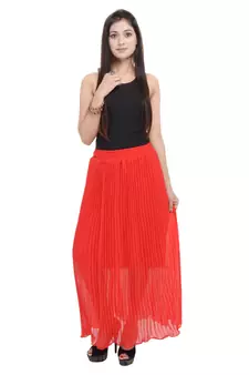 Red wrinkled chiffon skirts
