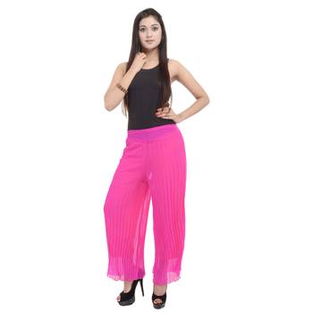 Pink wrinkled chiffon palazzo 3