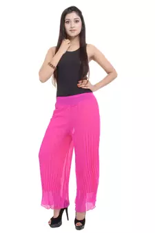Pink wrinkled chiffon palazzo