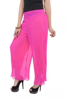Pink wrinkled chiffon palazzo