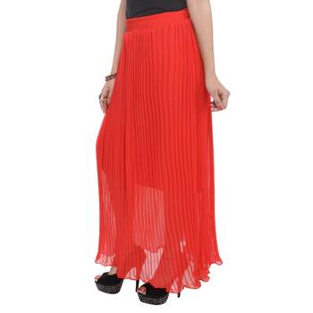 Red wrinkled chiffon skirts 4