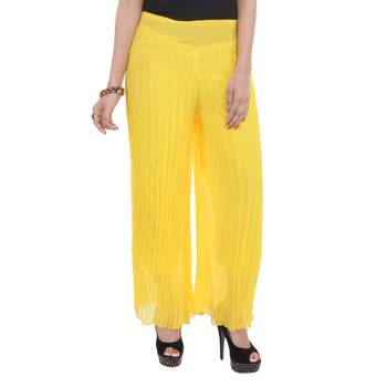 Yellow wrinkled chiffon palazzo 1
