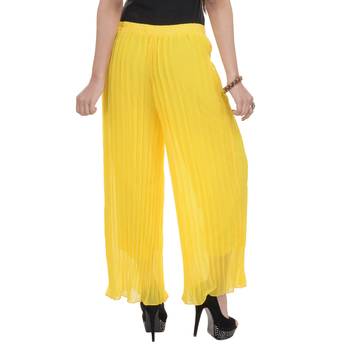Yellow wrinkled chiffon palazzo 2