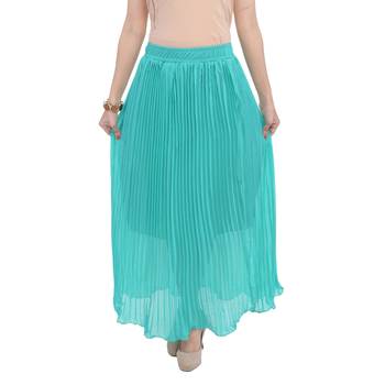 Rama green wrinkled chiffon skirts 1