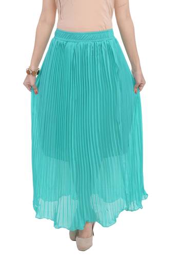 Rama green wrinkled chiffon skirts