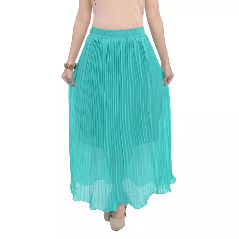 Rama green wrinkled chiffon skirts