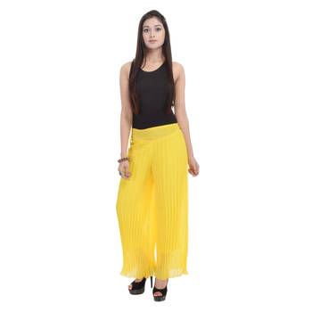 Yellow wrinkled chiffon palazzo 3