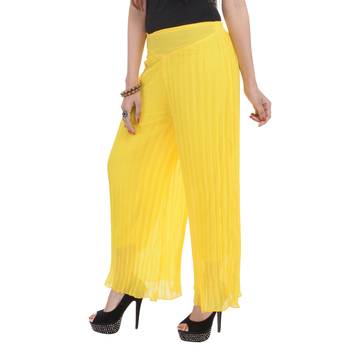 Yellow wrinkled chiffon palazzo 4