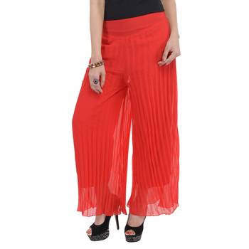 Red wrinkled chiffon palazzo 1
