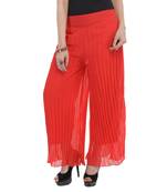 Red wrinkled chiffon palazzo