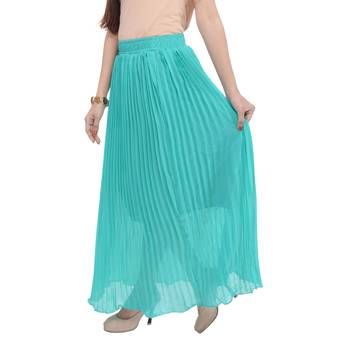 Rama green wrinkled chiffon skirts 4