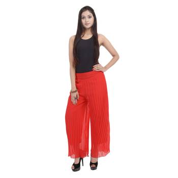 Red wrinkled chiffon palazzo 3