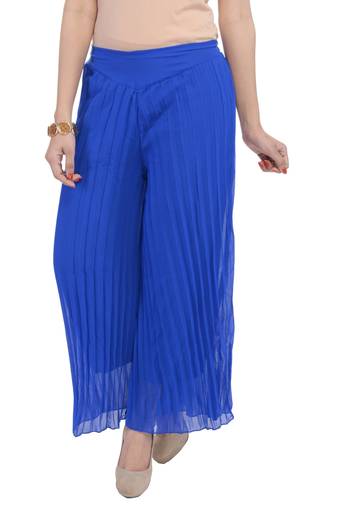 Blue wrinkled chiffon palazzo