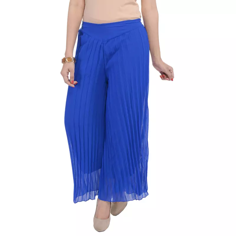 Blue wrinkled chiffon palazzo