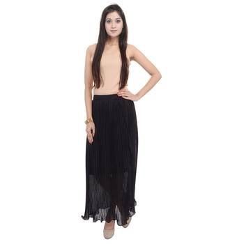 Black wrinkled chiffon skirts 3