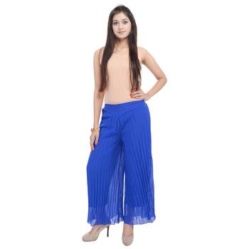 Blue wrinkled chiffon palazzo 3
