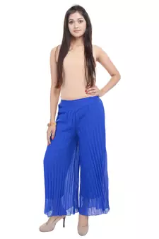 Blue wrinkled chiffon palazzo