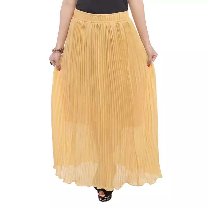 Beige wrinkled chiffon skirts