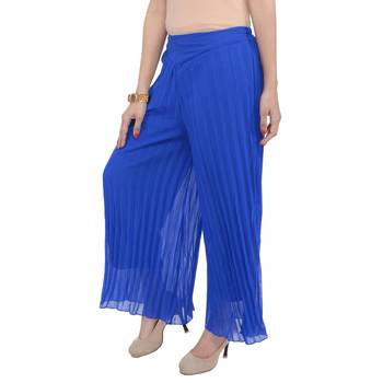 Blue wrinkled chiffon palazzo 4