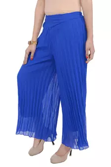 Blue wrinkled chiffon palazzo