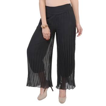 Black wrinkled chiffon palazzo 1