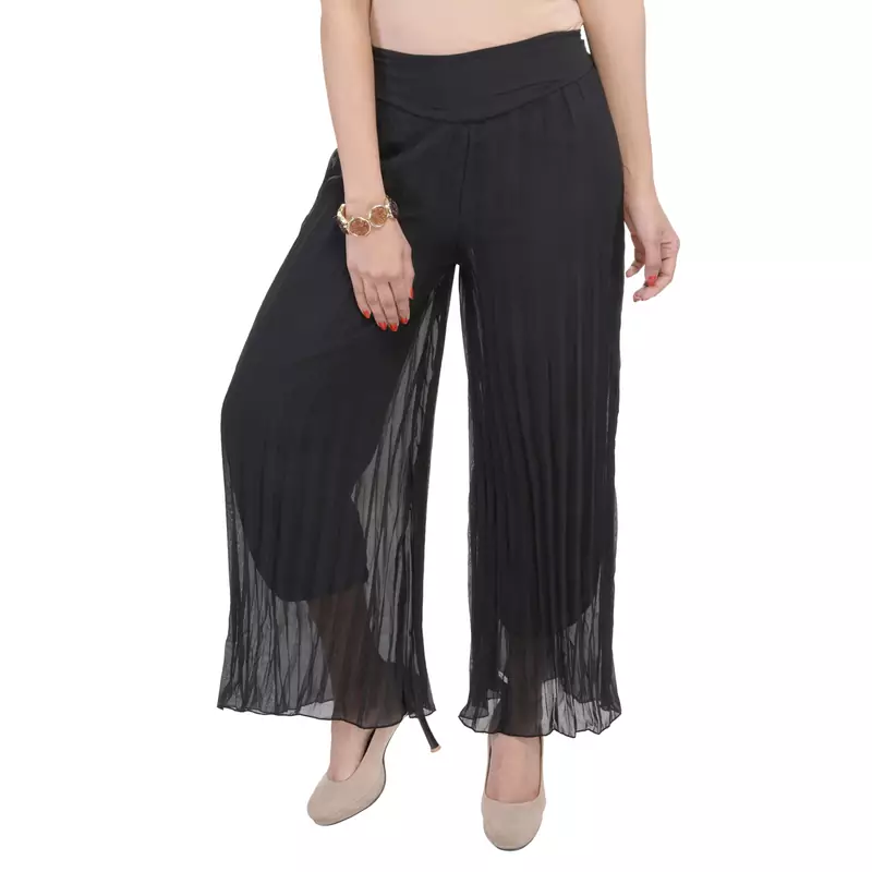 Black wrinkled chiffon palazzo