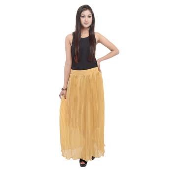 Beige wrinkled chiffon skirts 3