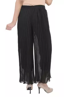 Black wrinkled chiffon palazzo