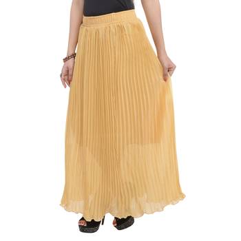 Beige wrinkled chiffon skirts 4