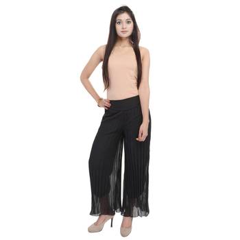Black wrinkled chiffon palazzo 3