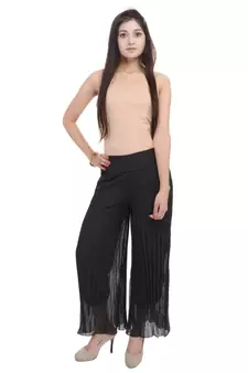 Black wrinkled chiffon palazzo