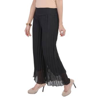 Black wrinkled chiffon palazzo 4