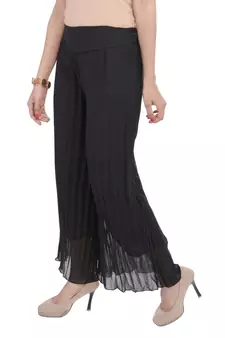 Black wrinkled chiffon palazzo