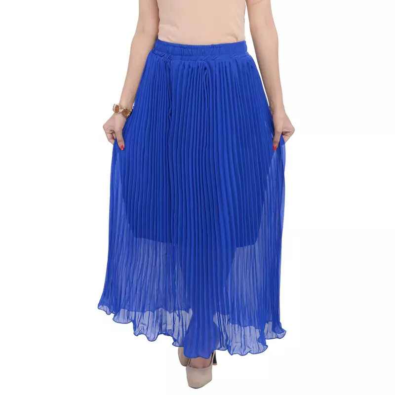 Blue wrinkled chiffon skirts