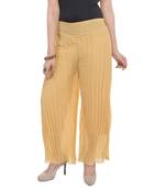 Beige wrinkled chiffon palazzo