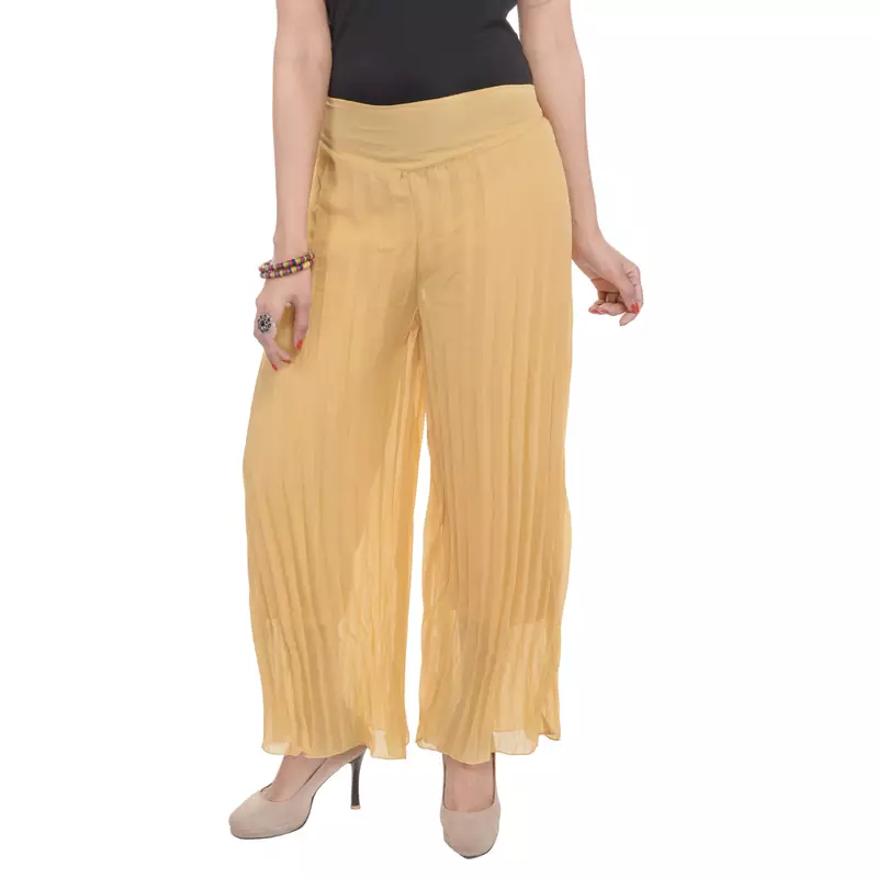 Beige wrinkled chiffon palazzo