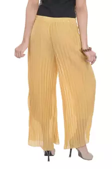 Beige wrinkled chiffon palazzo