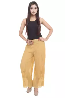 Beige wrinkled chiffon palazzo