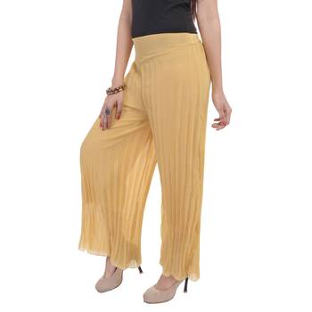 Beige wrinkled chiffon palazzo 4