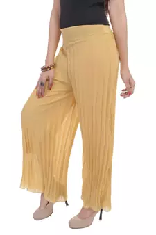 Beige wrinkled chiffon palazzo