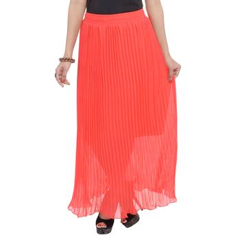 Orange wrinkled chiffon skirts 1