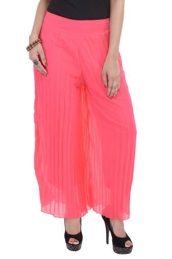Pink wrinkled chiffon palazzo