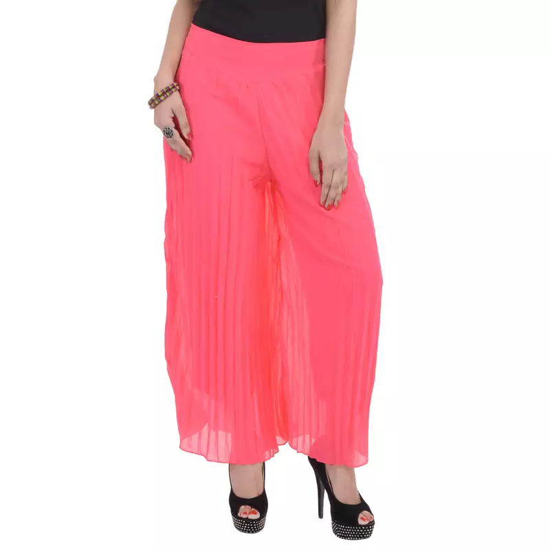 Pink wrinkled chiffon palazzo