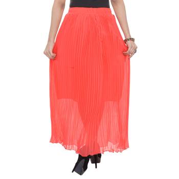 Orange wrinkled chiffon skirts 2
